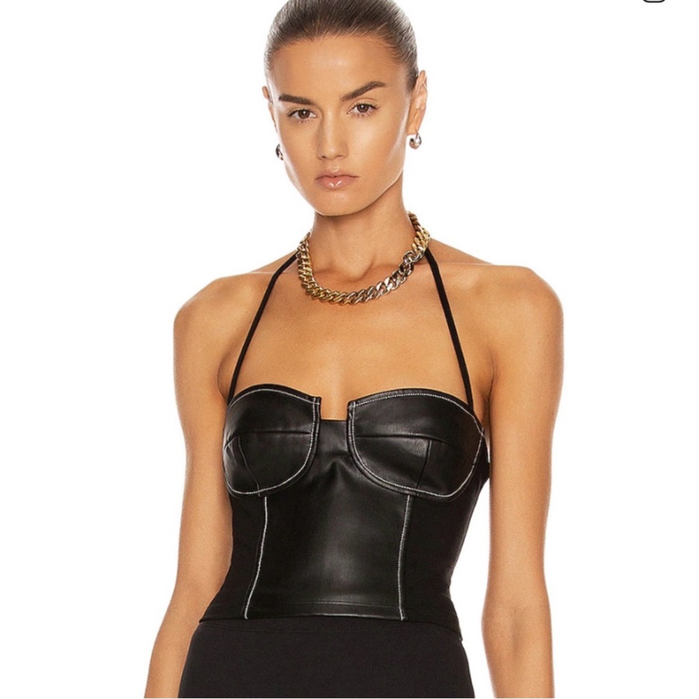 Staud Glen Faux Leather Top